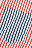 Farbe Casual Striped Print Patchwork Schnalle Umlegekragen Tops