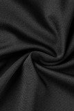 Zwart Casual Solide Patchwork Blote rug met riem V-hals Normale jumpsuits