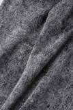 Grey Casual Solid Patchwork High Waist Regular Denim Jeans