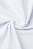 Vestido irregular con cuello en V asimétrico de patchwork sólido casual blanco Vestidos