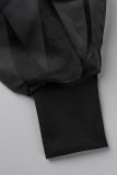 タンジェリン レッド ファッション カジュアル ソリッド パッチワーク O ネック ロング スリーブ ドレス
