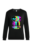 Wit Casual Street Print Skull Patchwork O-hals Tops