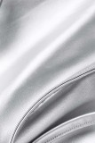Silver Casual Solid Patchwork Skinny High Waist Konventionell enfärgad bottnar