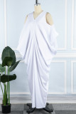Хаки Повседневное Твердое Пэчворк Асимметричное платье с V-образным вырезом Нерегулярные платья Платья