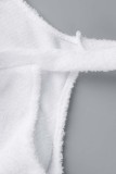 Blanco Casual Sólido Básico O Cuello Sling Vestido Vestidos