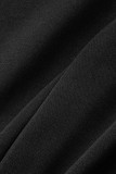 Zwart casual effen patchwork kralen O-hals eenstaps rokjurken