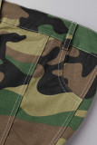 Camouflage Sexy Print Camouflage Print Patchwork Knöpfe Trägerlose Oberteile
