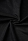 Vestidos pretos transparentes transparentes com decote em V manga longa