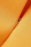 Amarillo Casual Elegante Sólido Patchwork V Cuello Vestido De Noche Vestidos
