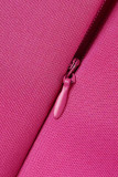 Rose Red Casual Elegant Solid Patchwork V-ringad aftonklänning