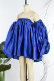 Robes de jupe de lanterne à épaules dénudées en patchwork solide bleu sexy (sous réserve de l'objet réel)