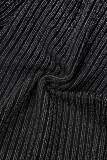 Pantalon patchwork classique taille haute à rayures décontractées noir
