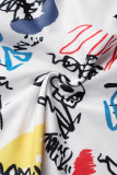 Blanco Sexy Casual Print Graffiti Backless Chalecos Spaghetti Strap Tops