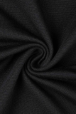Zwarte casual print patchwork skinny hoge taille potlood positionering print bodems