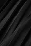 Black Casual Solid Patchwork Frenulum V Neck Regular Jumpsuits