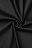 Schwarz Casual Solid Basic V-Ausschnitt Weste Kleid Kleider