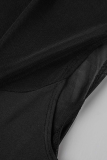 Robes de jupe crayon à col roulé noires sexy en maille unie