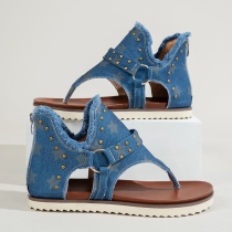 Sapatos casuais azuis patchwork abertos e confortáveis ​​para sair