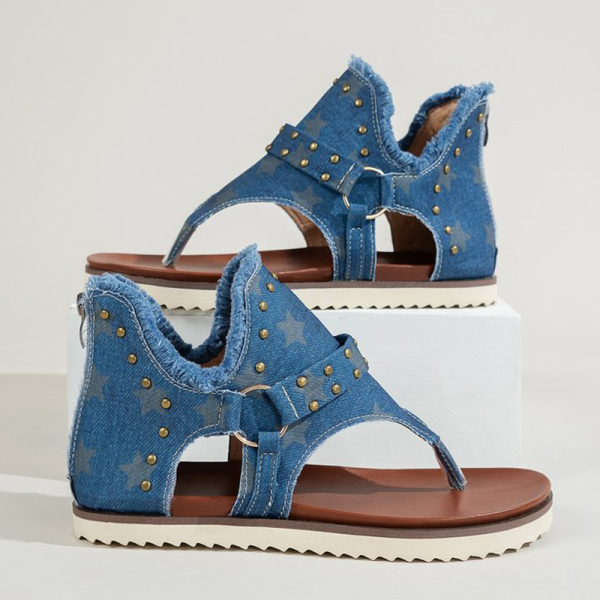 Sapatos casuais azuis patchwork abertos e confortáveis ​​para sair