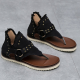 Dark Brown Casual Rivets Patchwork Opend Comfortable Out Door Shoes