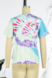 Camisetas con cuello en O básicas con estampado informal multicolor