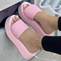 Pink Casual Patchwork Solid Color Fish Mouth Comfortable Wedges Shoes