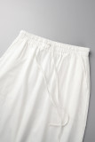 Белая повседневная сплошная однотонная юбка в стиле пэчворк с высокой талией