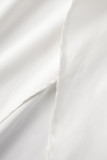 Белая повседневная сплошная однотонная юбка в стиле пэчворк с высокой талией
