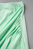 Зеленый сексуальный однотонный бинт в стиле пэчворк с круглым вырезом без рукавов из двух частей