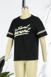 T-shirt basic con stampa casual nera