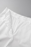 Хаки Повседневная однотонная базовая рубашка с воротником и коротким рукавом из двух частей