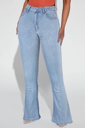 Light Blue Casual Solid Embroidered Patchwork High Waist Regular Denim Jeans