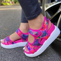 Kleur casual uitgehold patchwork printen effen kleur ronde schoenen