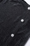 Vestidos rectos asimétricos con abertura en la hebilla de retazos ahuecados sólidos negros sexy