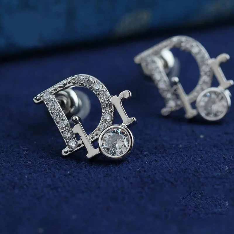 

Silver Street Simplicity Letter Patchwork Rhinestone Earrings