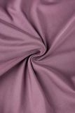 Фиолетовые сексуальные однотонные узкие комбинезоны с открытой спиной и лямкой на шее