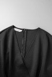 Черные элегантные однотонные платья в стиле пэчворк с разрезом и V-образным вырезом, одноступенчатые юбки