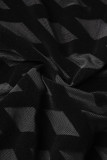 Macacões justos pretos sexy sólidos com retalhos transparentes com decote em O