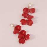 Red Casual Solid Patchwork Earrings