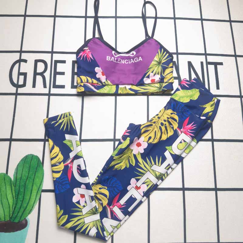 

Blue Sexy Print Patchwork Letter Swimwears