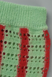 Colarinho verde claro moda casual patchwork sólido manga longa duas peças