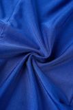 Blaue sexy Patchwork-Höhlung, rückenfreier, kontrastierender, trägerloser, dünner Overall
