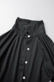 Red Casual Solid Patchwork Turndown Collar Short Sleeve Dress