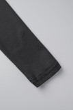 Vestidos de falda de lápiz con cuello en O y cremallera con abertura de patchwork con estampado sexy negro