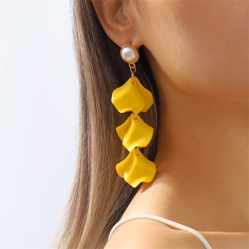 Boucles d'oreilles patchwork solides décontractées jaunes