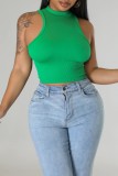 Groen Casual Solid Basic Half A Coltrui Tops