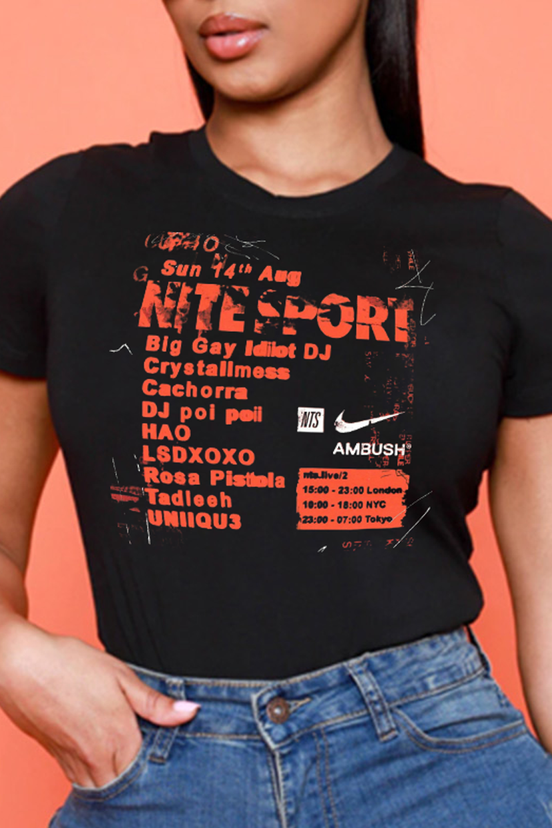 Black Casual Street Print Patchwork O Neck T-Shirts