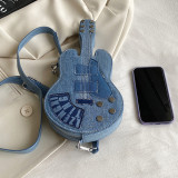 Синяя повседневная сумка-мессенджер со скрипкой на молнии в стиле пэчворк