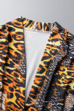 Abiti da abito irregolari con scollo a V patchwork stampa sexy stampa leopardo