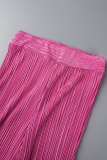 Bandagem Sólida Sexy Rosa Roxa Oca Patchwork Sem Costas Dobra Frente Sem Mangas Duas Peças
